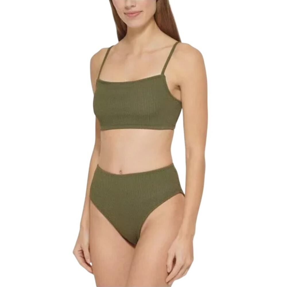 DKNY Swim Textured Bikini Bottoms High Waist Green XL - Picture 12 of 12